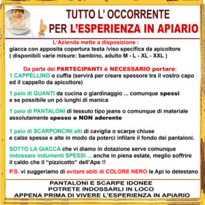 occorrente esperienza in apiario