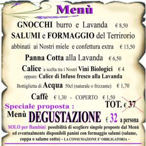 menu degustazione lavanda 2025