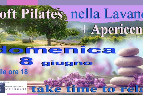 locandina evento soft pilates nella lavanda 8 giugno 2025